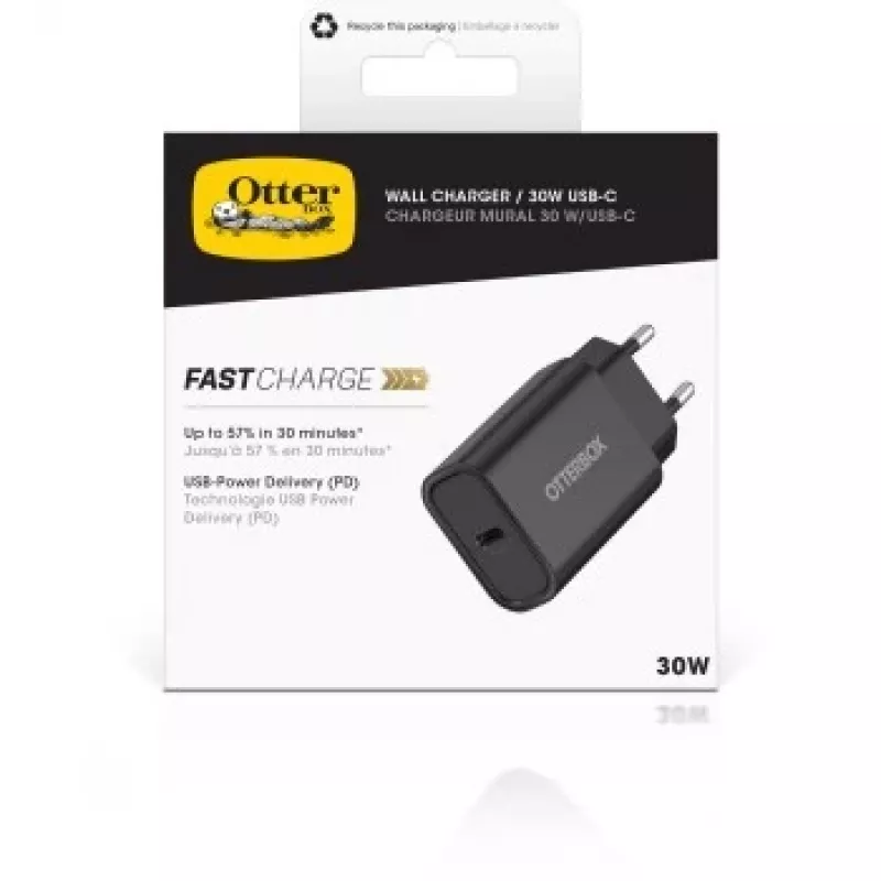 Caricabatterie rapido da parete EU Wall Charger 30W nero USB Power Delivery 3.0 USB-C