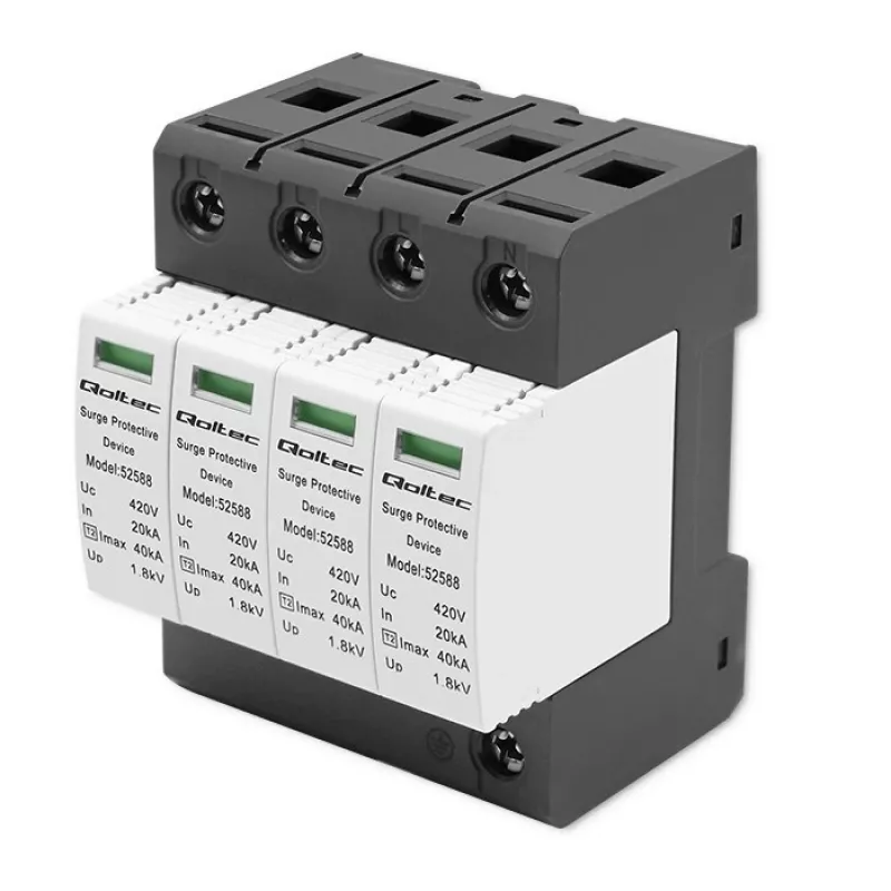 Protezione da sovratensione QOLTEC 52588 AC 4P 420V T2 C — scaricatore AC 4 poli, 420 V, Tipo 2