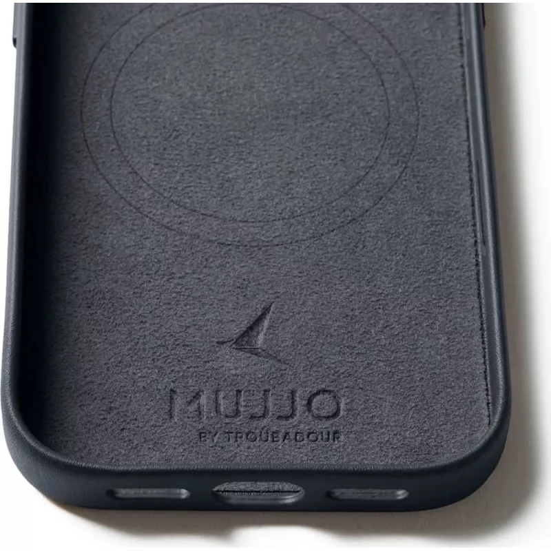 Mujjo Full Leather Case MagSafe custodia per iPhone 17 Pro grigio