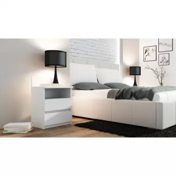 Topeshop M1 BIEL MAT comodino 2 cassetti bianco