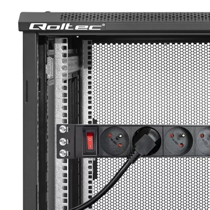 Qoltec PDU in alluminio per RACK 10'' | 1U | 16A | 4xFRENCH | 1,8m