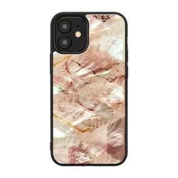 Custodia iKins per Apple iPhone 12 mini — motivo marmo rosa, slim fit