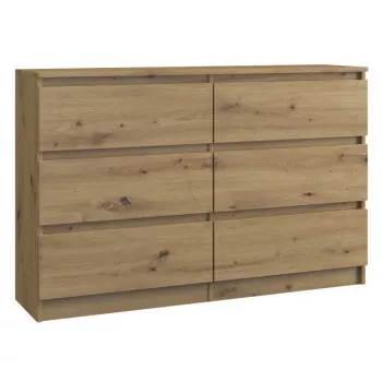 Cassettiera Top e shop M6 120 ARTISAN, effetto rovere, 6 cassetti, 1200×300×770 mm