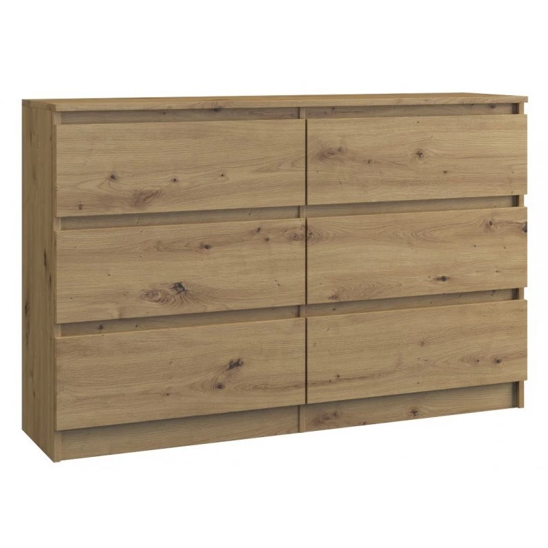 Cassettiera Top e shop M6 120 ARTISAN, effetto rovere, 6 cassetti, 1200×300×770 mm