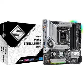 Scheda madre ASRock B760M Steel Legend WiFi — Intel B760, LGA 1700, micro ATX, DDR5, 4 DIMM, 128GB, Wi‑Fi 6E, 2.5Gb LAN