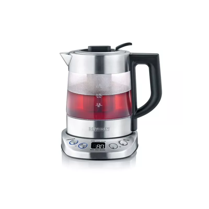 Bollitore elettrico SEVERIN 1 L 2200 W vetro e acciaio inox, 5 impostazioni di temperatura, display LED