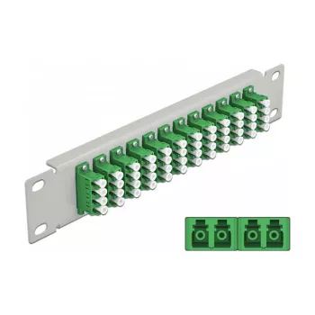 Patch panel fibra ottica DeLOCK 10 pollici 12 porte LC quad verde 1U grigio