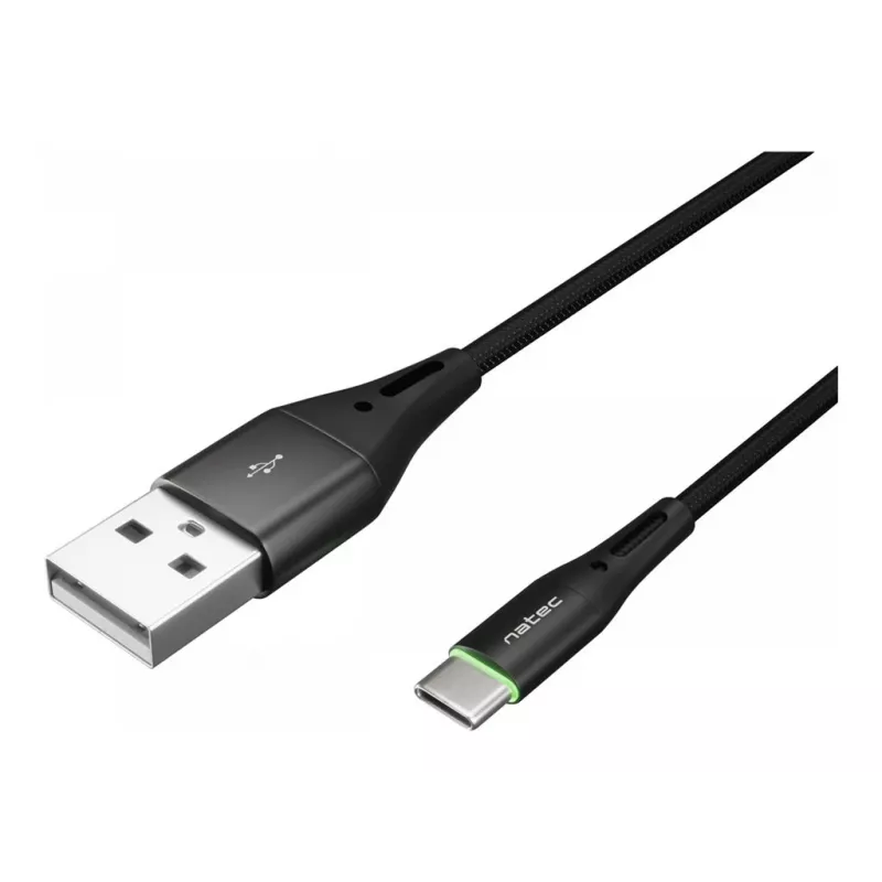 Cavo NATEC USB-C/A 2.0 1 m dritto LED nero nylon