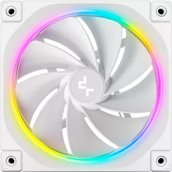 Ventola PC DeepCool FL12R 120 mm, bianco, 2150 RPM, PFC attivo, retroilluminazione ARGB