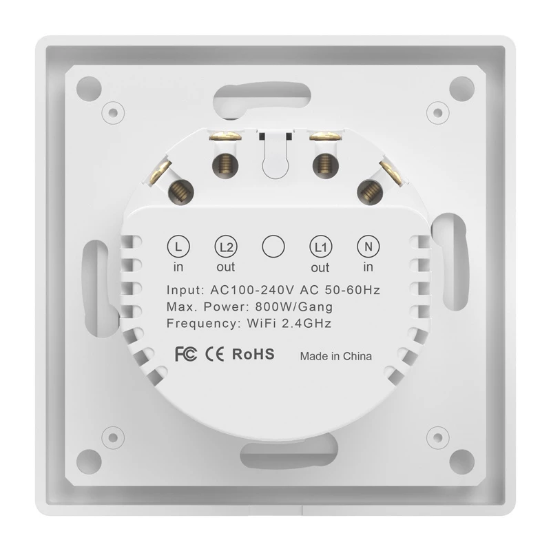 Interruttore luce touch WiFi da parete Avatto TS20-EU-W2 — 2 vie, bianco