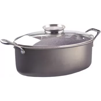 Casseruola Pensofal Invictum Professional ovale 32 cm con 2 manici e coperchio in vetro