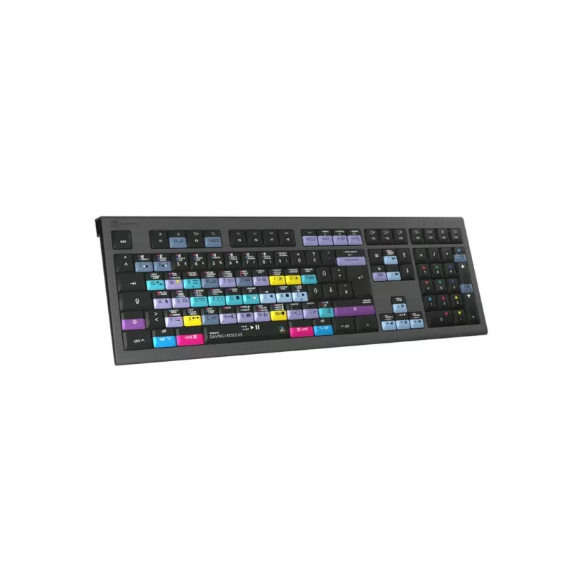 Logickeyboard ASTRA 2 tastiera DaVinci Resolve per Mac, formato standard, cablata USB, meccanismo a forbice, QWERTZ tedesco, nera