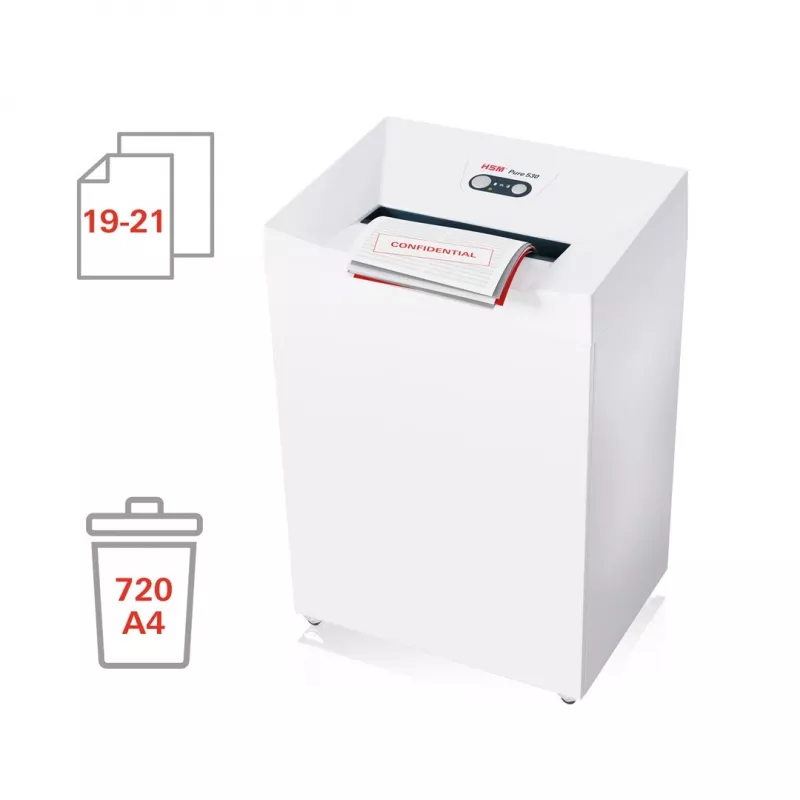 Distruggidocumenti HSM Pure 530, 80 l, 3,9 mm