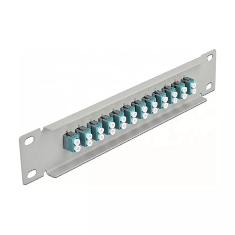 Patch panel fibra ottica DeLOCK 10 pollici 12 porte LC duplex acqua 1U grigio