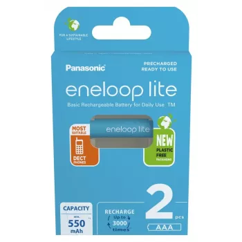Batterie ricaricabili PANASONIC ENELOOP LITE AAA 550 mAh 2 pz. (BK-4LCCE/2CP)