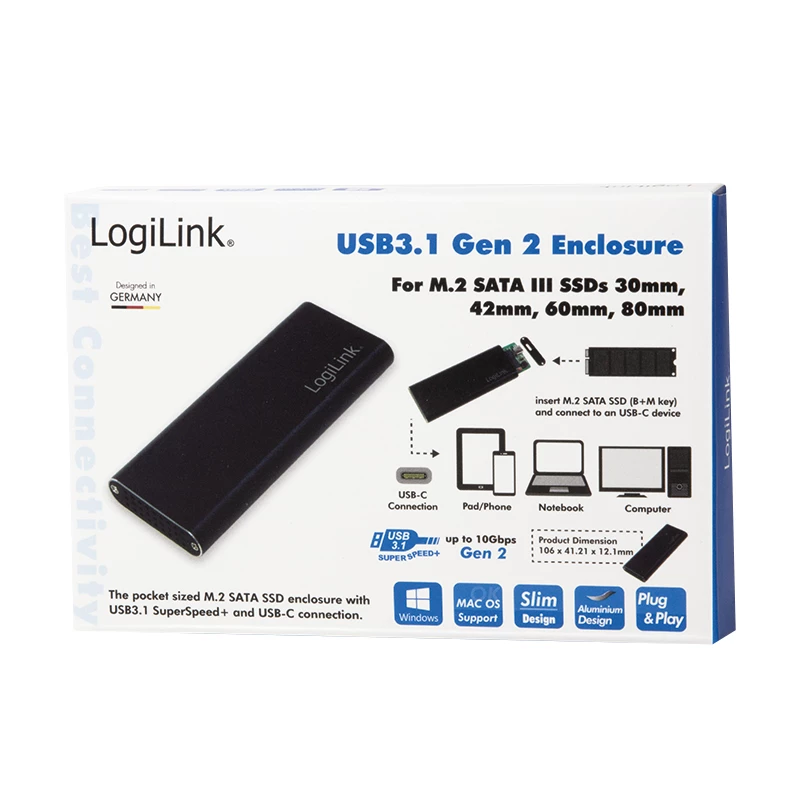 Case SSD LogiLink UA0314 nero M.2