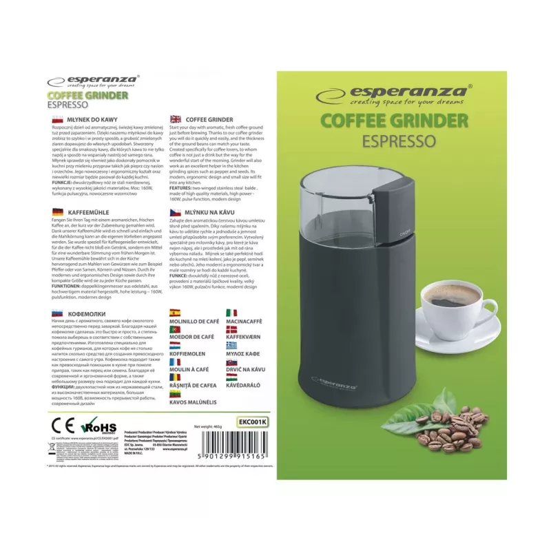 Esperanza EKC001K macinacaffè nero 160 W