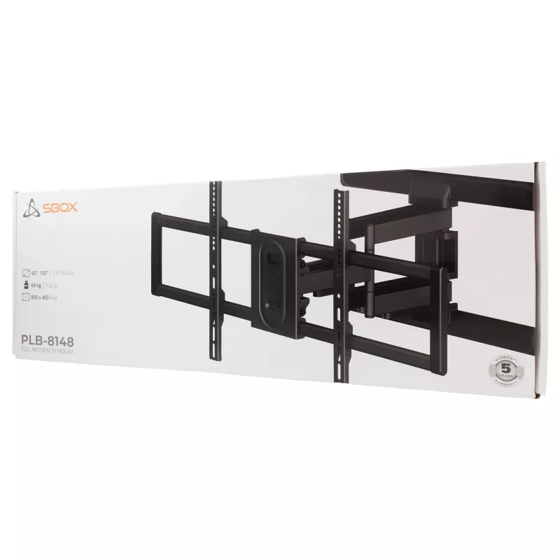 SBOX PLB-8148 staffa a muro inclinabile e orientabile per TV, 43-100 pollici, 60 kg, VESA 800x400