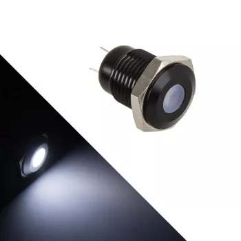 Pulsante a pressione antivandalo illuminato Lamptron LAMP-SW2004-H, policarbonato nero, punto bianco