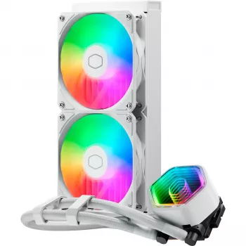 Dissipatore liquido per CPU Cooler Master MasterLiquid 240 Core II bianco — 240 mm, 2 ventole da 120 mm (650–1750 RPM), cuscinetto a slitta