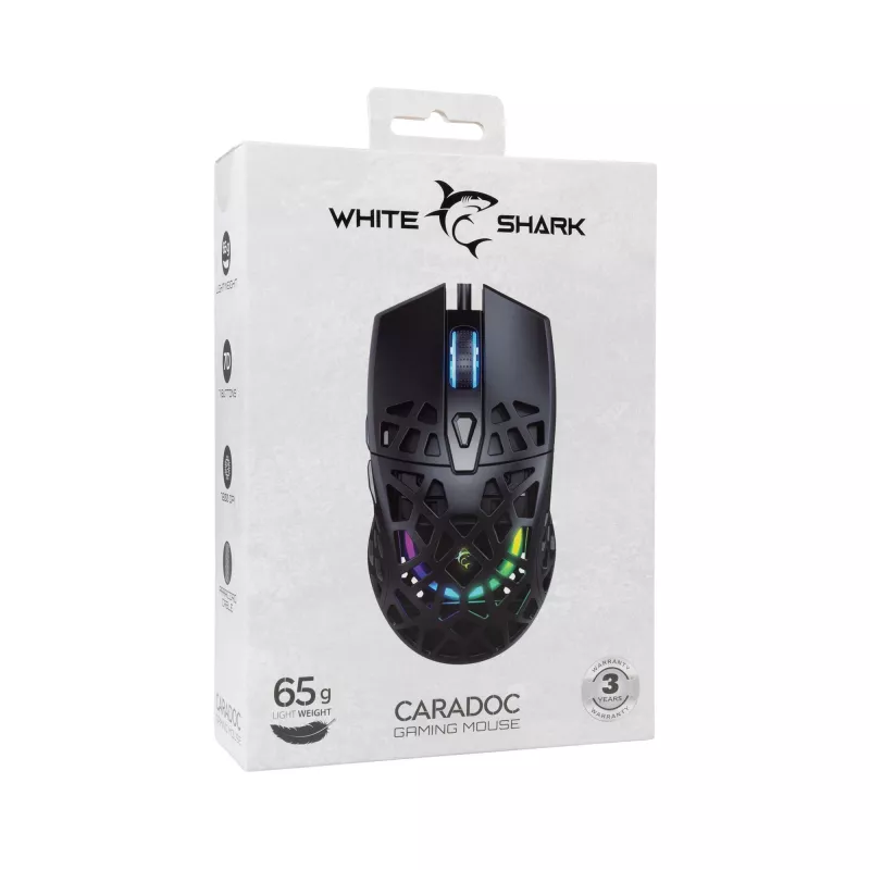 Mouse White Shark GM-5018 Caradoc RGB 7200 dpi nero