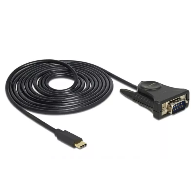 Delock 62964 Adattatore da USB-C a seriale DB9 RS-232, 1,8 m, nero
