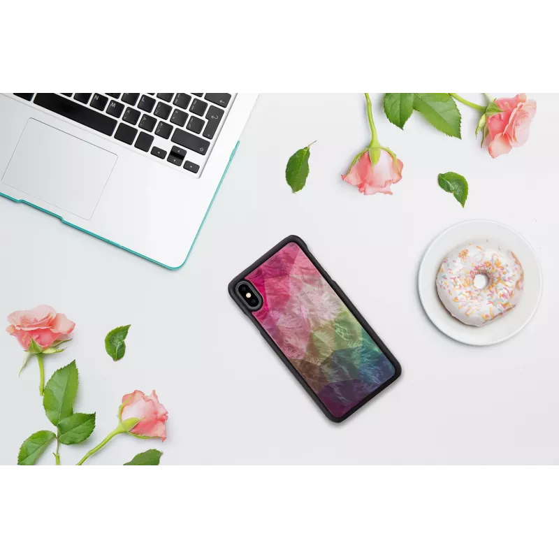 Custodia protettiva iKins per iPhone XS Max – design fiori d'acqua, nero