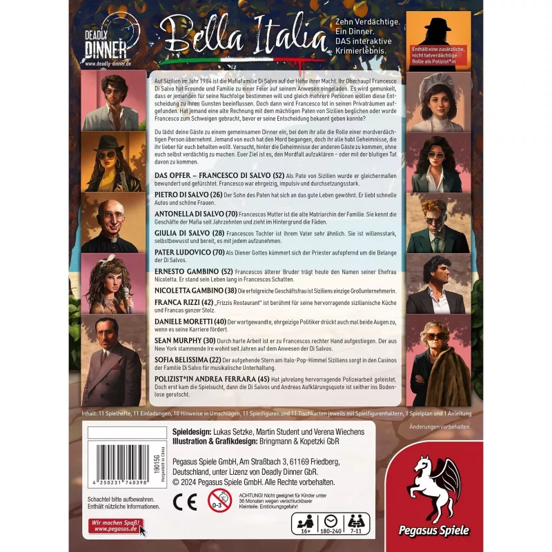Deadly Dinner - Bella Italia, gioco da tavolo