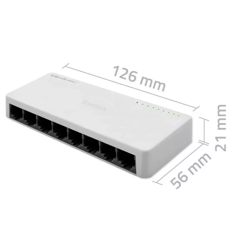 Switch di rete QOLTEC 52246 — 8 porte RJ45, 100 Mbps