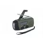Radio di emergenza FOSCO 464600 con torcia LED, powerbank, FM, IPX3, ricarica solare/a manovella/USB-C — verde/nero