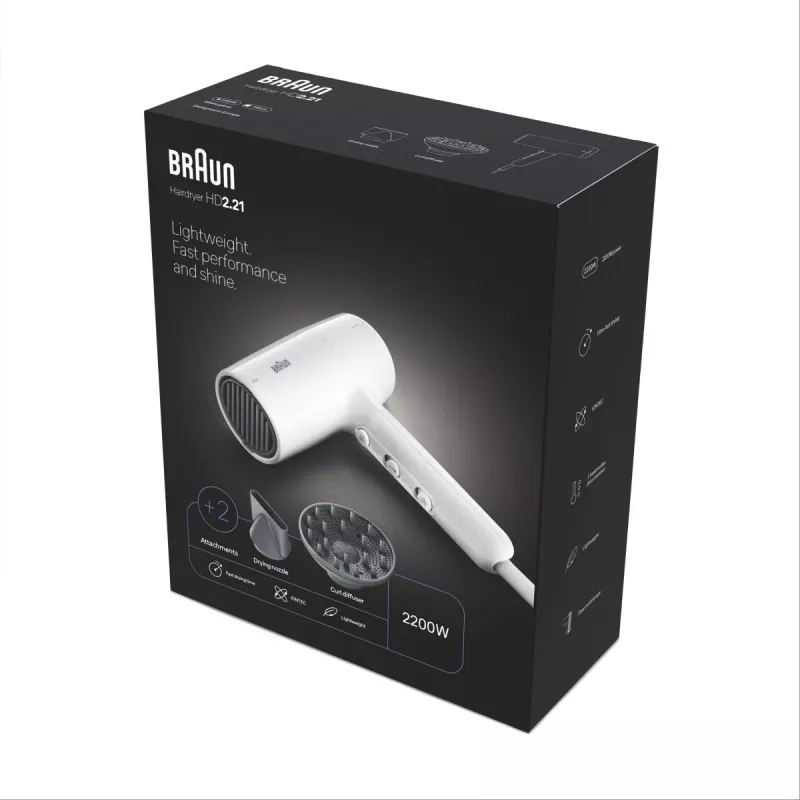Asciugacapelli Braun BRHD226E 2200W Ionic Technology leggero