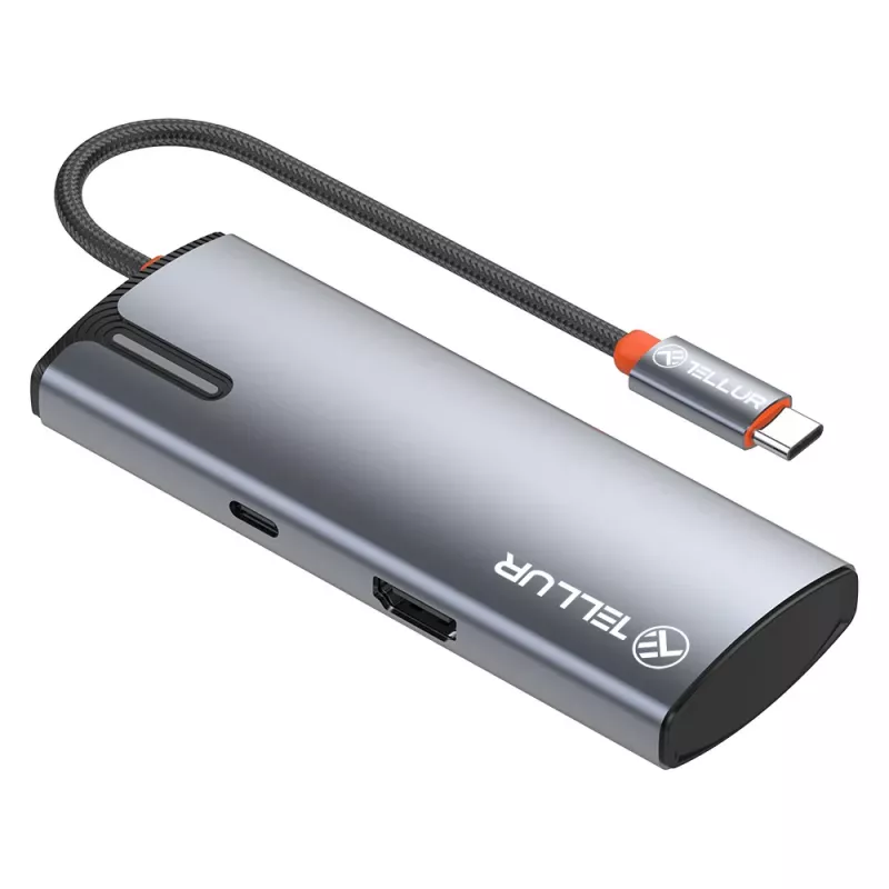 Hub USB-C Tellur TLL321061 con PD 3.0 100W, uscita HDMI e 3× porte USB 3.0