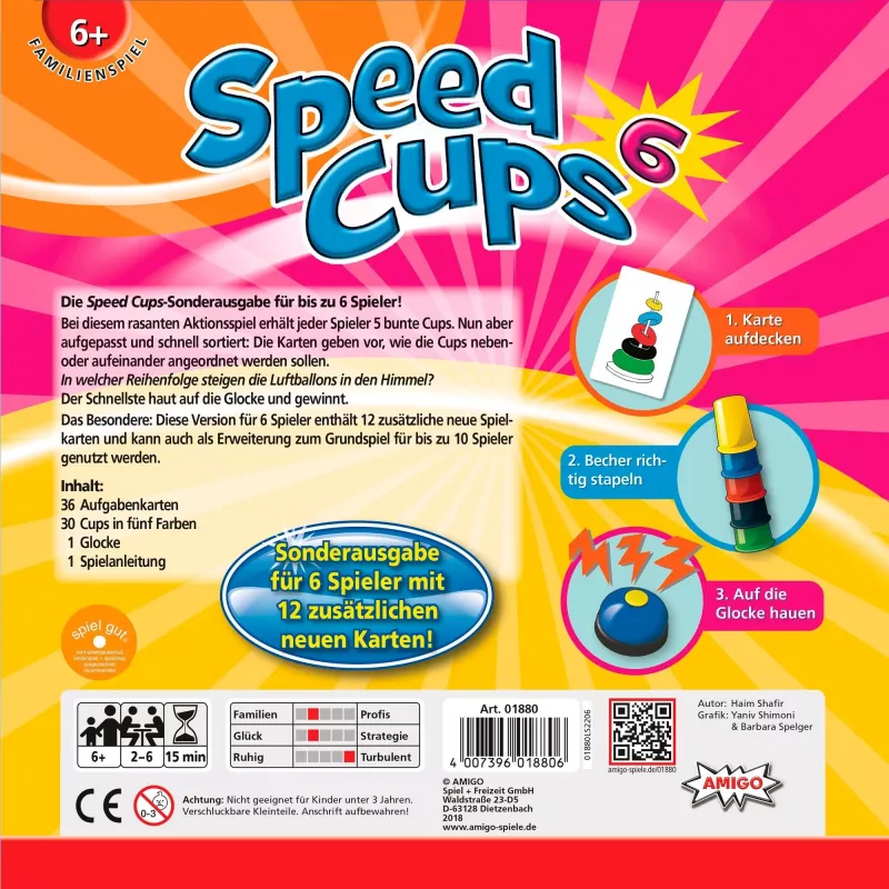Amigo Speed Cups 6 15 minuti gioco da tavolo famiglia