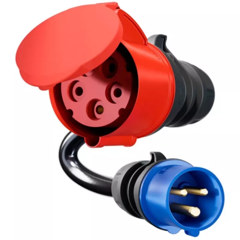 Adattatore go-e Gemini flex 22 kW su CEE blu 16 A – nero – dritto – dritto – IP55 – 22 kW – 16 A