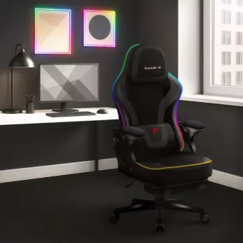 Sedia gaming huzaro HZ-FORCE 4.6 RGB nero mesh — ergonomica, regolabile in altezza, illuminazione RGB, seduta in tessuto, max 130 kg