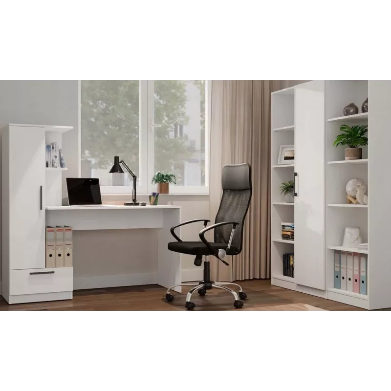 Set scrivania + libreria Cosmo, bianco