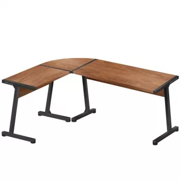 Scrivania angolare in legno mark adler Leader 5.5 WN – truciolare, telaio in acciaio, 1470×1120×740 mm