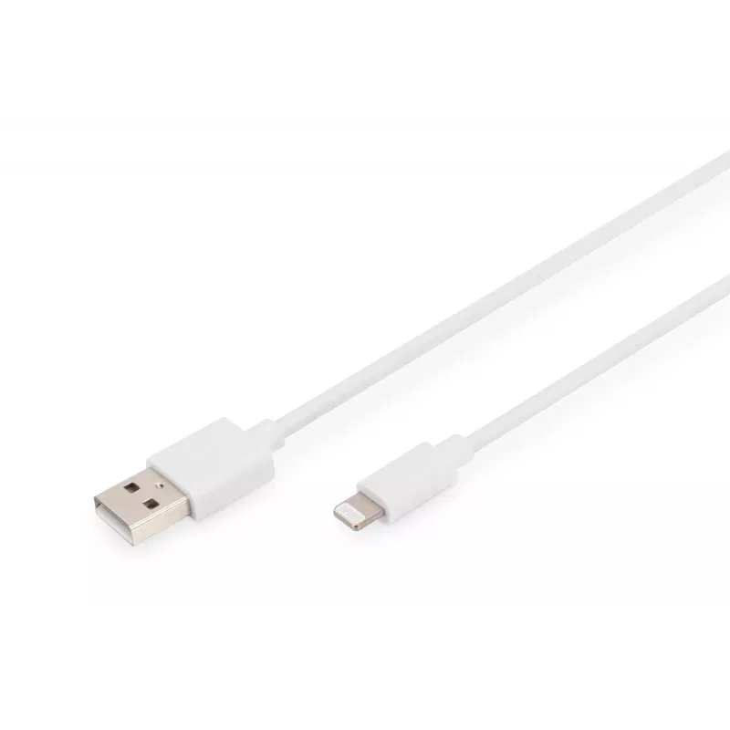 DIGITUS - Cavo Lightning - Lightning (M) a USB (M) - 1,0 m - doppio isolamento - bianco - stampato - per Apple iPad/iPhone/iPod (Lightning) (DB-600106-010-W)