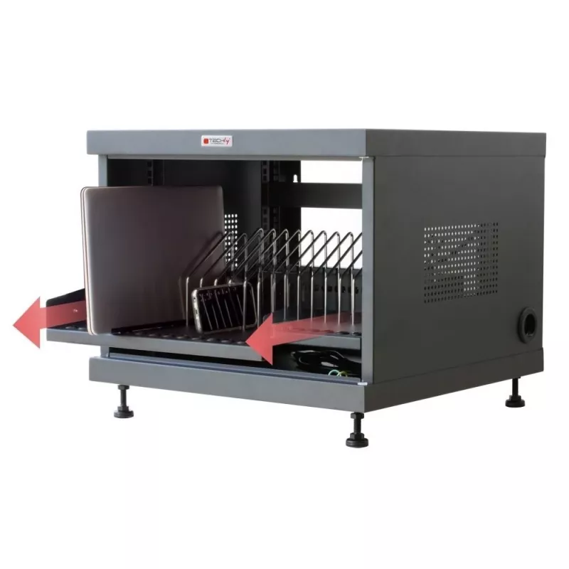 Organizer per cavi da rack TECHLY 367652 con fissaggio adesivo 3M, acciaio, 550×550×410 mm, nero