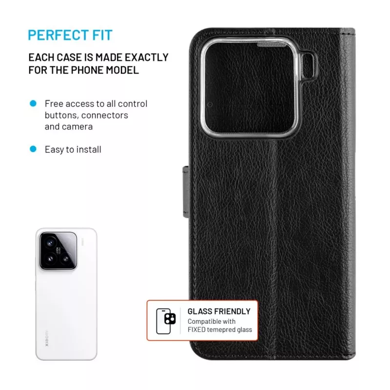 Fixed Opus | custodia a libro | Xiaomi | 15 | pelle | nero