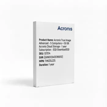 Acronis True Image Advanced - 5 computer + 50 GB Acronis Cloud Storage - abbonamento 1 anno - download ESDESD