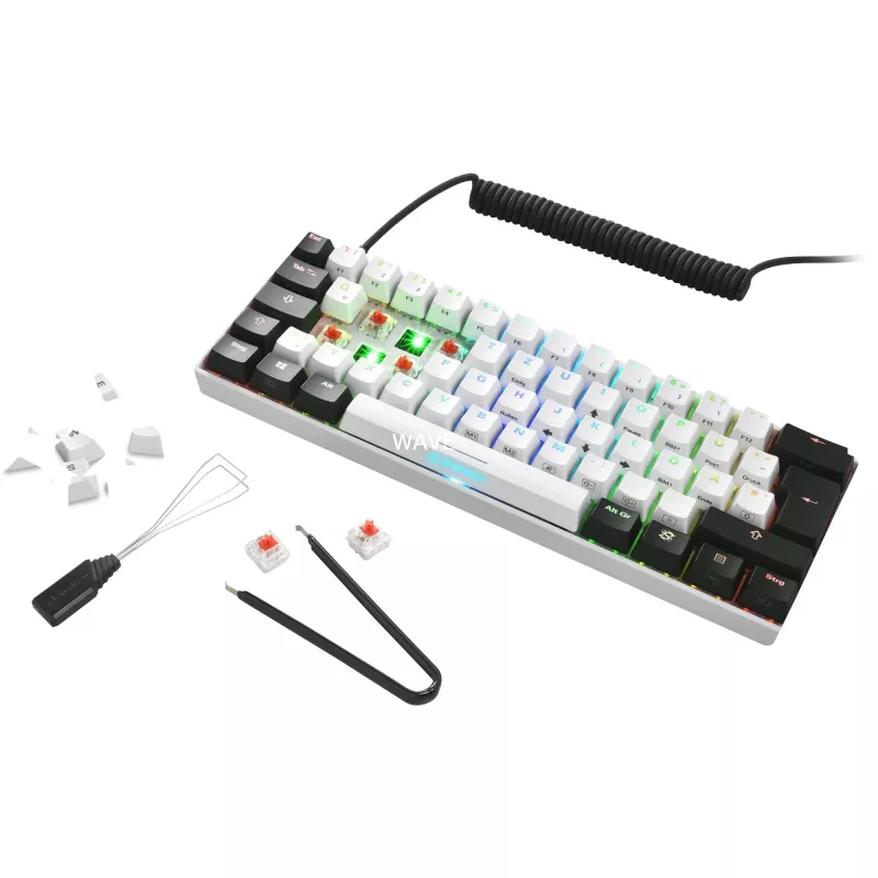 SKILLER SGK50 S4, tastiera da gaming bianca/nera, layout PT, Kailh Red