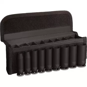 Set di bussole a percussione PRO 3/8, 9 pezzi nero, profonde