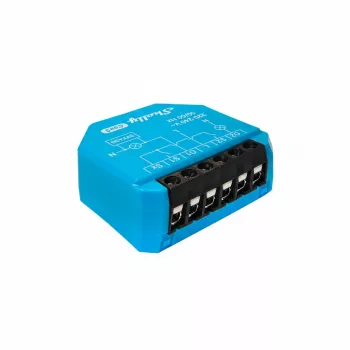 Relè doppio per montaggio su guida DIN Shelly 2L Gen3, 2 canali, Wi‑Fi/Bluetooth, 220–240V AC, 50Hz, custodia in plastica
