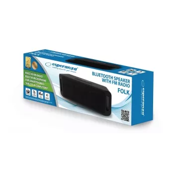 Altoparlante stereo portatile ESPERANZA FOLK nero — 6 W RMS, Bluetooth, microSD, batteria LiPo