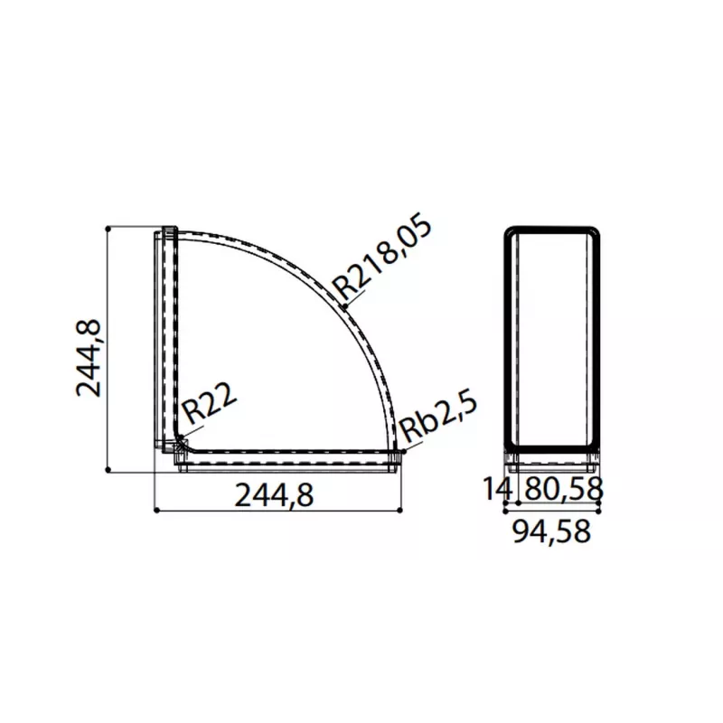 Faber Curve CRO 90 – Curva a 90° per canale di scarico rettangolare 220 x 90 mm