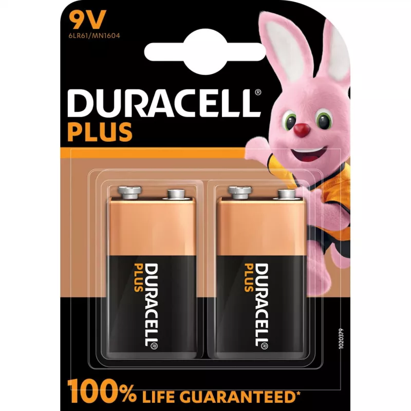Duracell Plus batteria 9V (MN1604 / 6LR61), 2 pezzi
