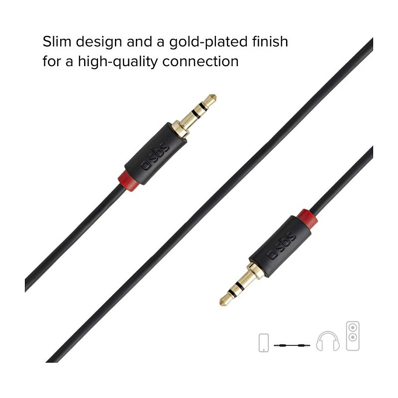 SBS TECABLE35KR - cavo audio - mini-phone stereo 3,5 mm maschio a mini-phone stereo 3,5 mm maschio - 1,5 m - nero (TECABLE35KR)