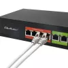 Switch Ethernet PoE QOLTEC 52289 — 4x porte RJ45 PoE, 2x RJ45 uplink, budget PoE 65W