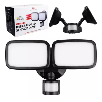 Lampada da parete LED MACLEAN MCE524 con rilevatore di movimento PIR, modello MCE524 B